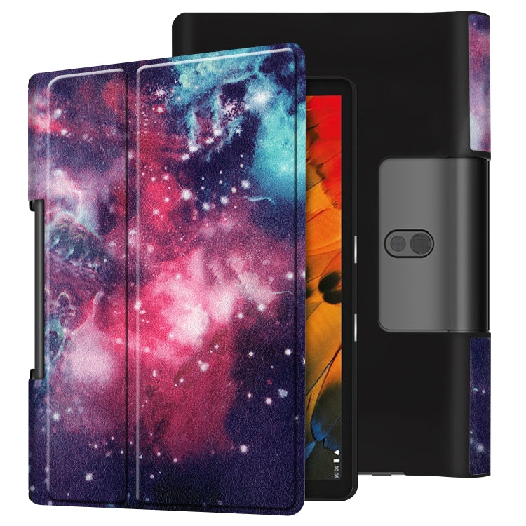 For Lenovo Yoga Smart Tab Color Drawing Pattern Horizontal Flip Leather Case with Two-folding Holder(Galaxy Nebula) - Lenovo by buy2fix | Online Shopping UK | buy2fix