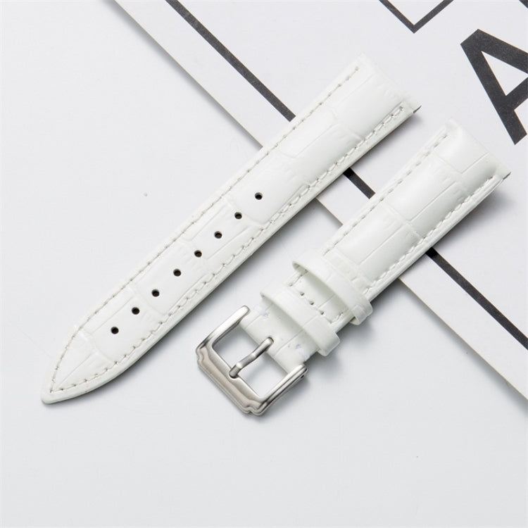 18mm Calf Leather Watch Band(White) - Watch Bands by buy2fix | Online Shopping UK | buy2fix