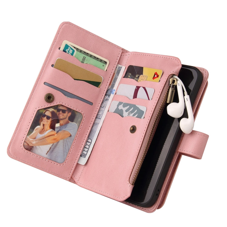 For Motorola Moto G30 Skin Feel PU + TPU Horizontal Flip Leather Case With Holder & 15 Cards Slot & Wallet & Zipper Pocket & Lanyard(Pink) - Motorola Cases by buy2fix | Online Shopping UK | buy2fix