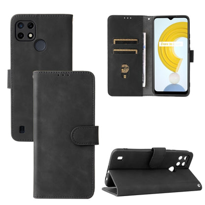 For OPPO Realme C21Y Solid Color Skin Feel Magnetic Buckle Horizontal Flip Calf Texture PU Leather Case with Holder & Card Slots & Wallet(Black) - Realme Cases by buy2fix | Online Shopping UK | buy2fix