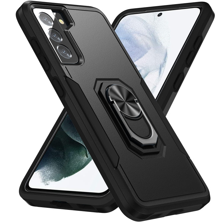 For Samsung Galay S21 5G Pioneer Armor Heavy Duty PC + TPU Shockproof Case with Holder(Black) - Galaxy S21 5G Cases by buy2fix | Online Shopping UK | buy2fix