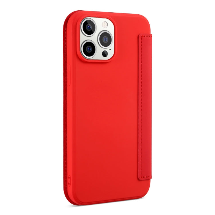 For iPhone 13 Pro Skin Feel Horizontal Flip PU Leather Case with Holder & Card Slot (Red) - iPhone 13 Pro Cases by buy2fix | Online Shopping UK | buy2fix