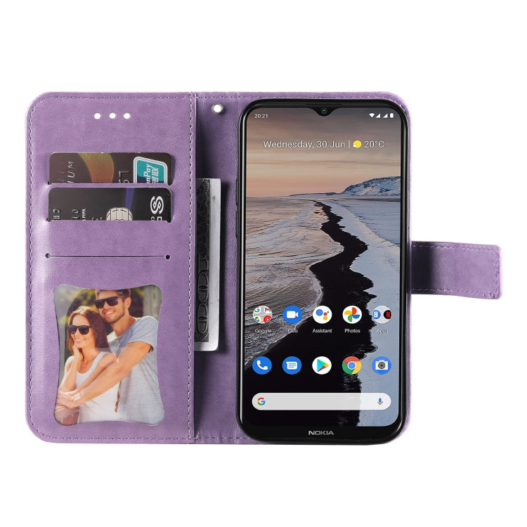 For Nokia G10 / G20 / 6.3 7-petal Flowers Embossing Pattern Horizontal Flip PU Leather Case with Holder & Card Slots & Wallet & Photo Frame(Light Purple) - Nokia Cases by buy2fix | Online Shopping UK | buy2fix