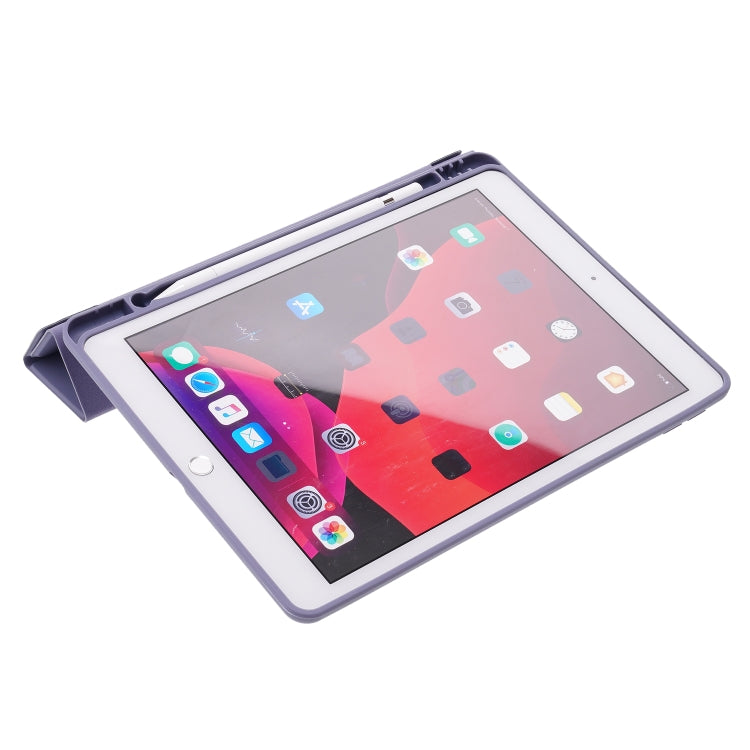 For iPad 10.2 2021 / 2020 / 2019 Deformation Transparent Acrylic Horizontal Flip PU Leather Case with Multi-folding Holder & Sleep / Wake-up Function & Pen Slot(Lavender Grey) - iPad 10.2 Cases by buy2fix | Online Shopping UK | buy2fix