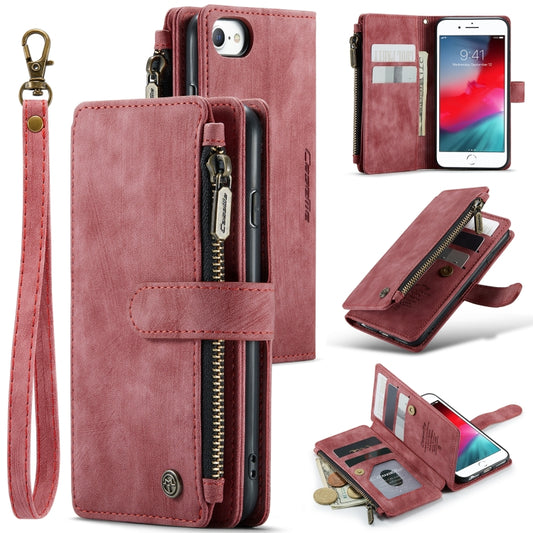 For iPhone SE 2022 / SE 2020 / 8 / 7 / 6 CaseMe-C30 PU + TPU Multifunctional Horizontal Flip Leather Case with Holder & Card Slot & Wallet & Zipper Pocke(Red) - iPhone SE 2022 / 2020 / 8 / 7 Cases by CaseMe | Online Shopping UK | buy2fix