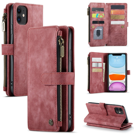 For iPhone 11 CaseMe-C30 PU + TPU Multifunctional Horizontal Flip Leather Case with Holder & Card Slot & Wallet & Zipper Pocket (Red) - iPhone 11 Cases by CaseMe | Online Shopping UK | buy2fix