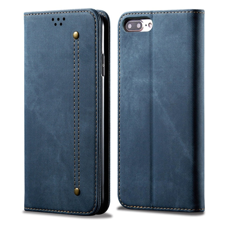 For iPhone 7 Plus / 8 Plus Denim Texture Casual Style Horizontal Flip Leather Case with Holder & Card Slots & Wallet(Blue) - More iPhone Cases by buy2fix | Online Shopping UK | buy2fix