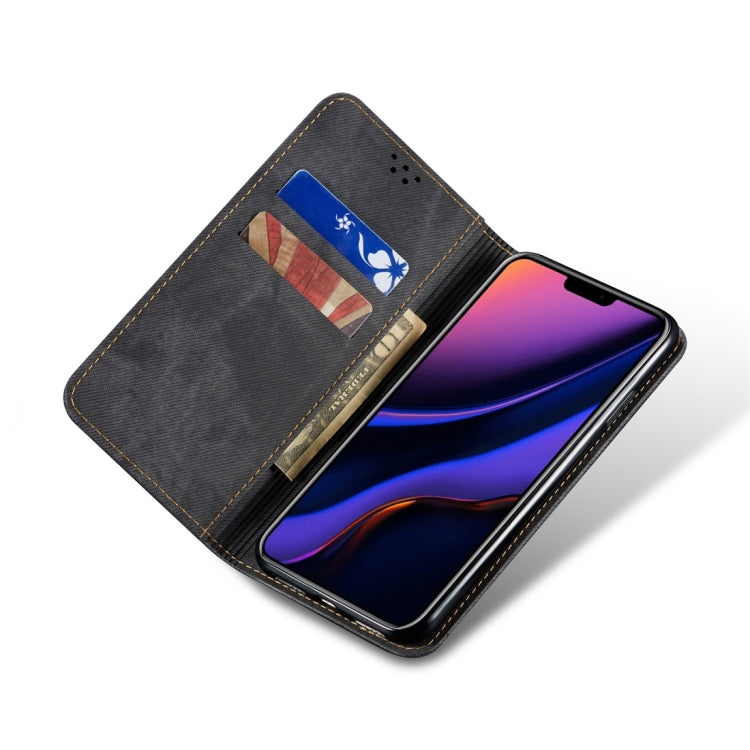 For iPhone 11 Denim Texture Casual Style Horizontal Flip Leather Case with Holder & Card Slots & Wallet(Black) - iPhone 11 Cases by buy2fix | Online Shopping UK | buy2fix