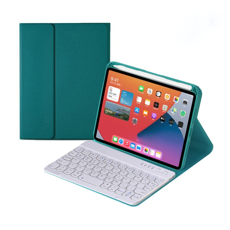 HY006 Round Keys Detachable Bluetooth Keyboard Leather Tablet Case with Holder for iPad mini 6(Dark Green) - For iPad mini by buy2fix | Online Shopping UK | buy2fix