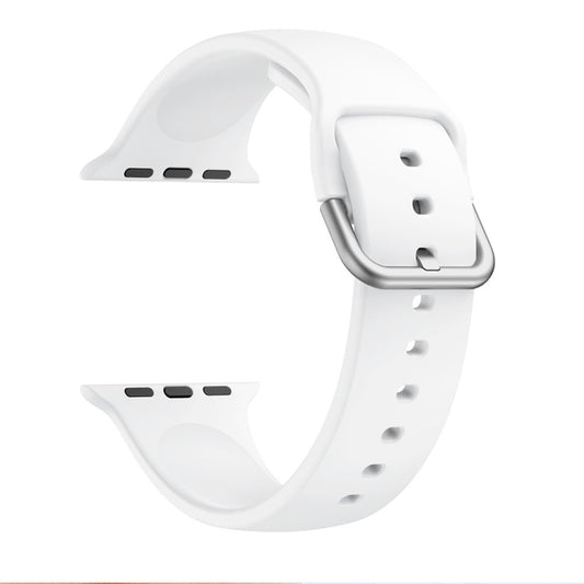 Single-color Silicone Buckle Strap Watch Band For Apple Watch Ultra 49mm&Watch Ultra 2 49mm / Series 9&8&7 45mm / SE 3&SE 2&6&SE&5&4 44mm / 3&2&1 42mm(White) - Watch Bands by buy2fix | Online Shopping UK | buy2fix