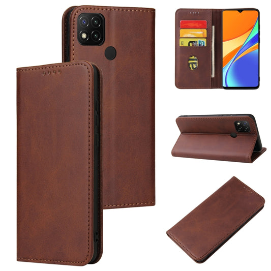 For Xiaomi Redmi 9C Calf Texture Magnetic Horizontal Flip Leather Case with Holder & Card Slots & Wallet(Brown) - Xiaomi Cases by buy2fix | Online Shopping UK | buy2fix