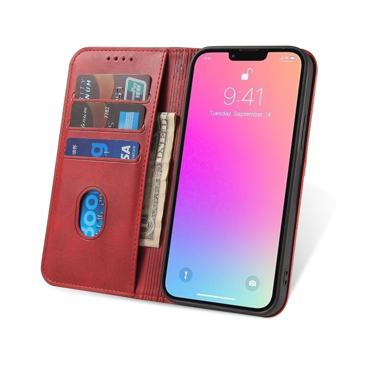 For iPhone 12 Pro Max Calf Texture Magnetic Horizontal Flip Leather Case with Holder & Card Slots & Wallet(Red) - iPhone 12 Pro Max Cases by buy2fix | Online Shopping UK | buy2fix