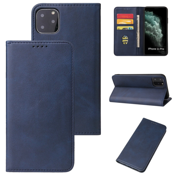 For iPhone 11 Pro Max Calf Texture Magnetic Horizontal Flip Leather Case with Holder & Card Slots & Wallet (Blue) - iPhone 11 Pro Max Cases by buy2fix | Online Shopping UK | buy2fix