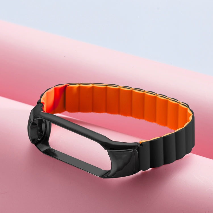 For Xiaomi Mi Band 4 / 3 Silicone Magnetic Watch Band(Black Orange) - Watch Bands by buy2fix | Online Shopping UK | buy2fix