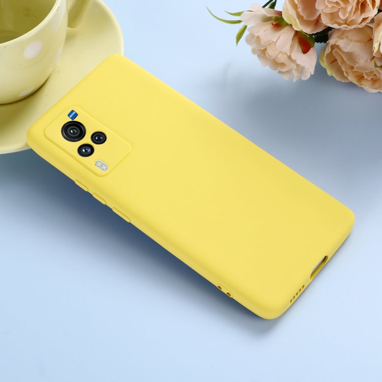 For vivo X60 Pro 5G Foreign Version Solid Color Liquid Silicone Shockproof Full Coverage Protective Case(Yellow) - vivo Cases by buy2fix | Online Shopping UK | buy2fix