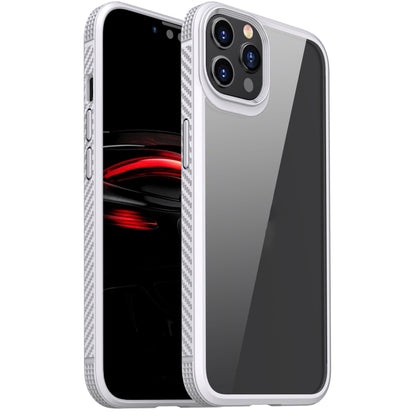 For iPhone 12 / 12 Pro MG Series Carbon Fiber TPU + Clear PC Four-corner Airbag Shockproof Case(White) - iPhone 12 / 12 Pro Cases by buy2fix | Online Shopping UK | buy2fix