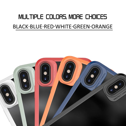 For iPhone X / XS MG Series Carbon Fiber TPU + Clear PC Four-corner Airbag Shockproof Case(Orange) - More iPhone Cases by buy2fix | Online Shopping UK | buy2fix