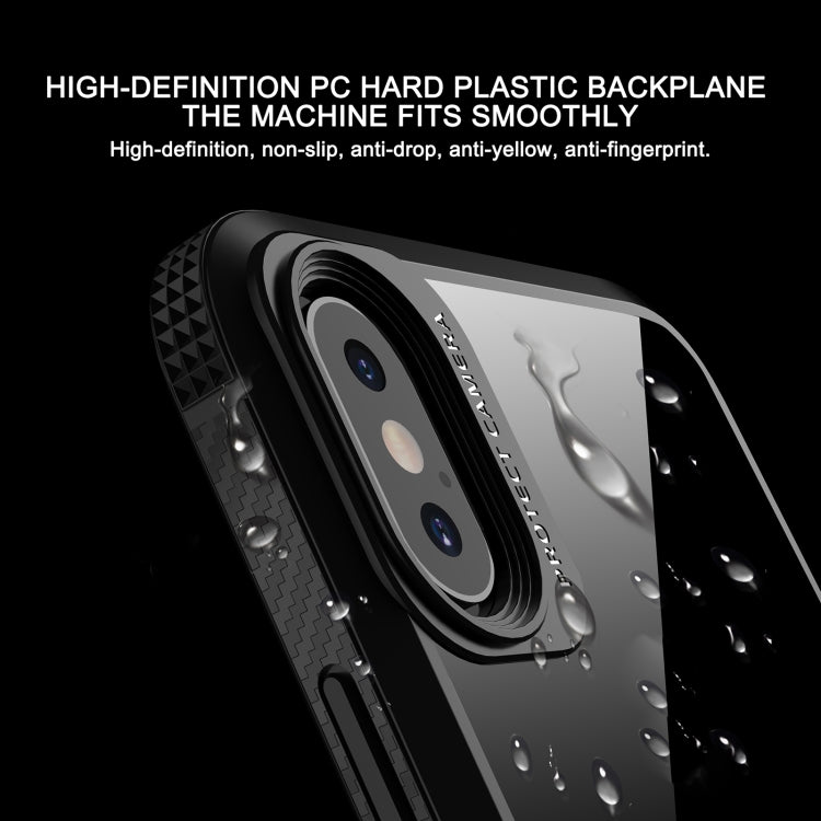 For iPhone X / XS MG Series Carbon Fiber TPU + Clear PC Four-corner Airbag Shockproof Case(Black) - More iPhone Cases by buy2fix | Online Shopping UK | buy2fix