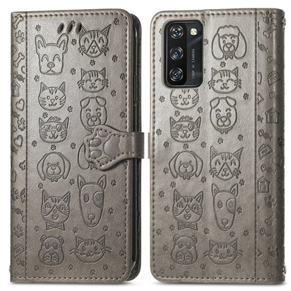 For Blackview A100 Lovely Cat and Dog Embossing Pattern Horizontal Flip Leather Case , with Holder & Card Slots & Wallet & Cartoon Clasp & Lanyard(Grey) - More Brand by buy2fix | Online Shopping UK | buy2fix