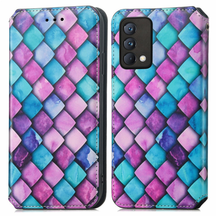 For OPPO Realme GT Master Colorful Magnetic Horizontal Flip PU Leather Case with Holder & Card Slot & Wallet(Purple Scales) - Realme Cases by buy2fix | Online Shopping UK | buy2fix