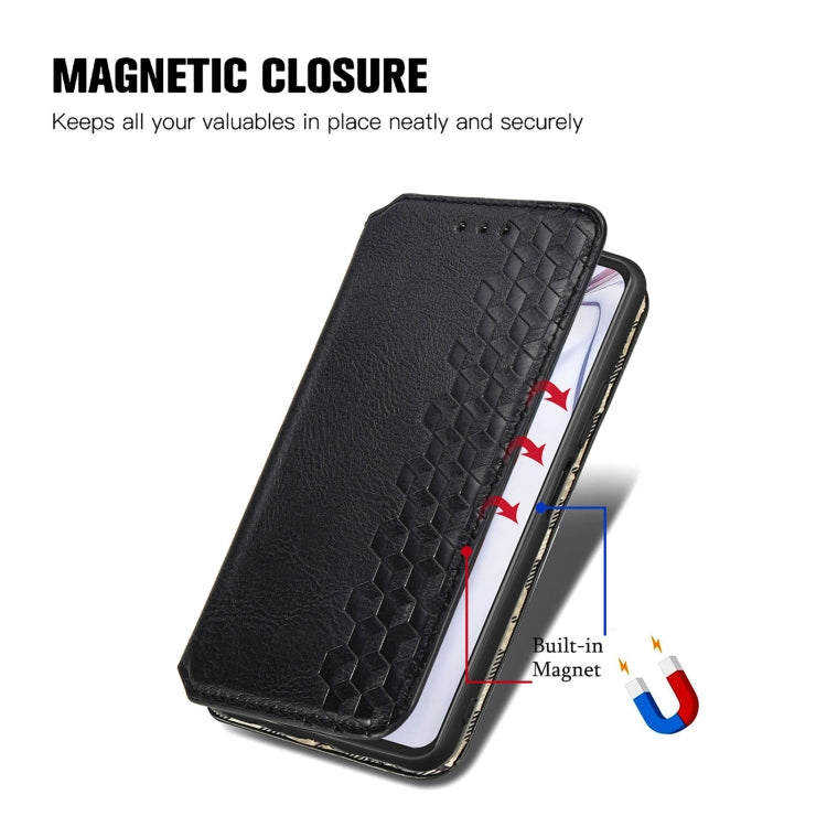 For Blackview A100 Cubic Grid Pressed Horizontal Flip Magnetic PU Leather Case with Holder & Card Slots & Wallet(Black) - More Brand by buy2fix | Online Shopping UK | buy2fix