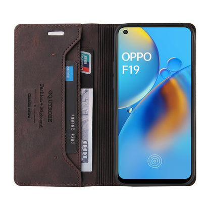 For OPPO F19 / A74 Skin Feel Anti-theft Brush Horizontal Flip Leather Case with Holder & Card Slots & Wallet(Brown) - OPPO Cases by buy2fix | Online Shopping UK | buy2fix