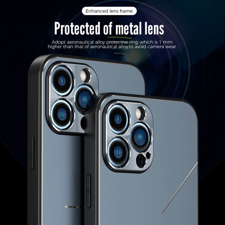 For iPhone 13 Pro Max R-JUST RJ-52 3-Line Style Metal TPU Shockproof Protective Case (Black) - iPhone 13 Pro Max Cases by R-JUST | Online Shopping UK | buy2fix