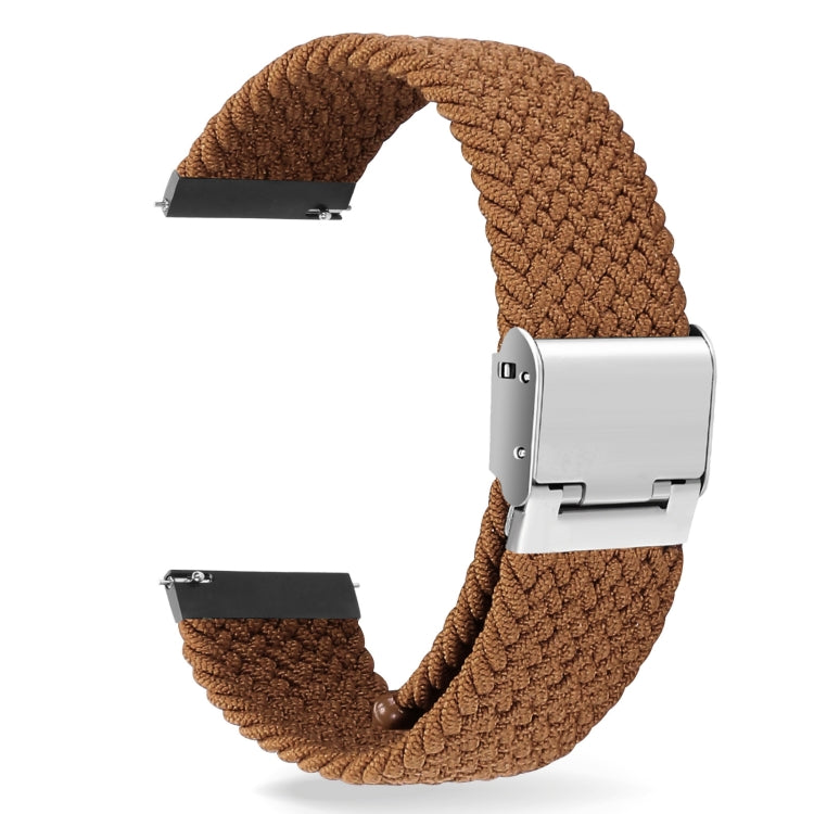 22mm Universal Metal Buckle Nylon Braided Watch Band(Coffee) - 22mm Bands by buy2fix | Online Shopping UK | buy2fix