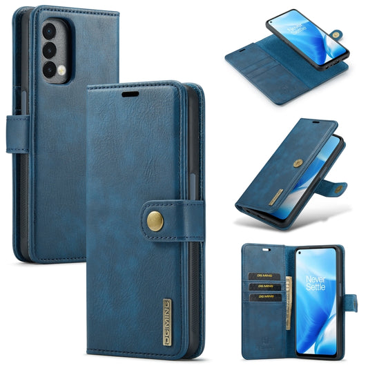 For OnePlus Nord 2 5G DG.MING Crazy Horse Texture Flip Detachable Magnetic Leather Case with Holder & Card Slots & Wallet(Blue) - OnePlus Cases by DG.MING | Online Shopping UK | buy2fix