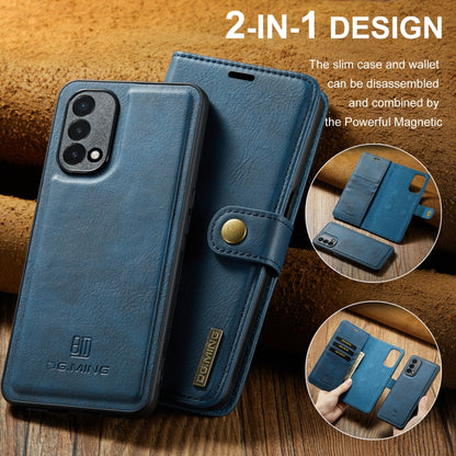 For OnePlus Nord 2 5G DG.MING Crazy Horse Texture Flip Detachable Magnetic Leather Case with Holder & Card Slots & Wallet(Blue) - OnePlus Cases by DG.MING | Online Shopping UK | buy2fix