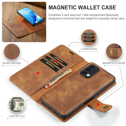 For OnePlus Nord 2 5G DG.MING Crazy Horse Texture Flip Detachable Magnetic Leather Case with Holder & Card Slots & Wallet(Brown) - OnePlus Cases by DG.MING | Online Shopping UK | buy2fix