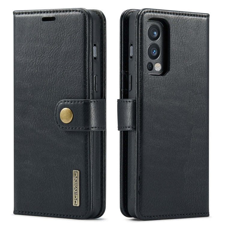 For OnePlus Nord N200 5G DG.MING Crazy Horse Texture Flip Detachable Magnetic Leather Case with Holder & Card Slots & Wallet(Black) - OnePlus Cases by DG.MING | Online Shopping UK | buy2fix