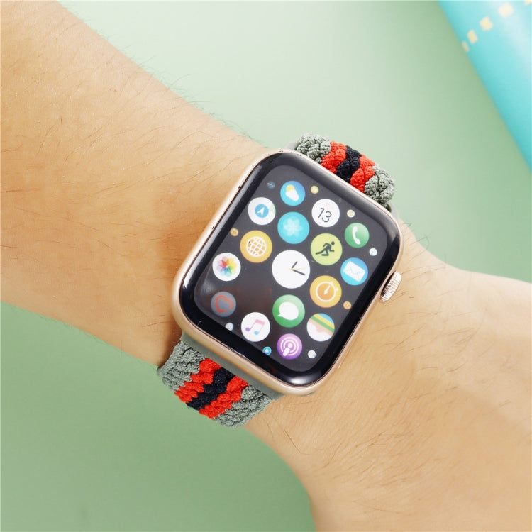 Adjustable Striped Woven Nylon Strap Watch Band For Apple Watch Ultra 49mm&Watch Ultra 2 49mm / Series 9&8&7 45mm / SE 3&SE 2&6&SE&5&4 44mm / 3&2&1 42mm(Black White Purple) - Watch Bands by buy2fix | Online Shopping UK | buy2fix