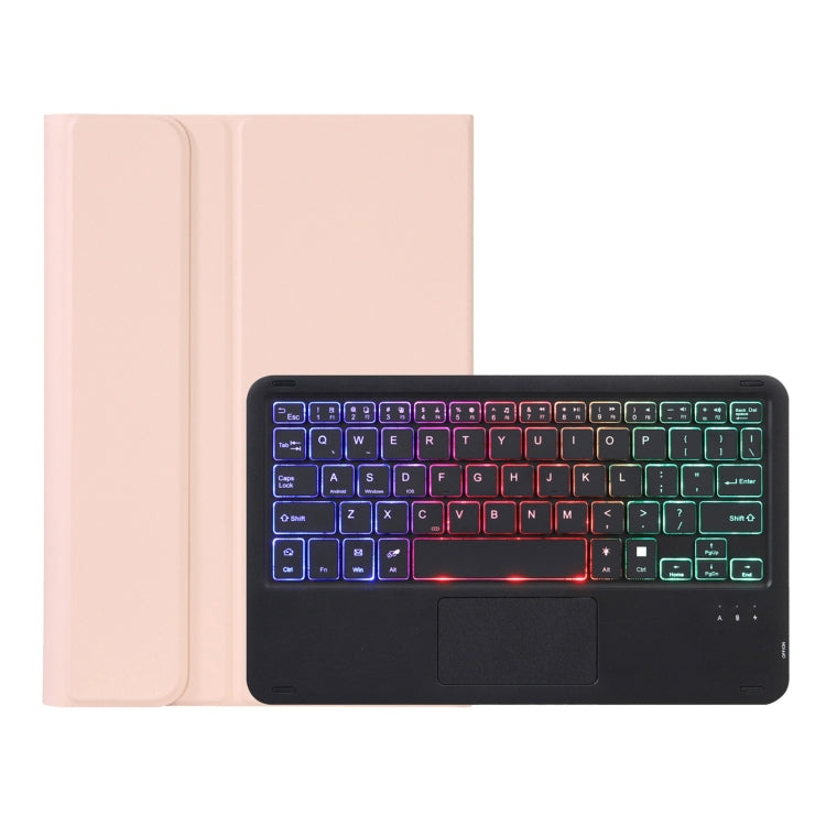 AHV7-AS Lambskin Texture Tri-color Backlight Bluetooth Keyboard Leather Tablet Case with Touchpad For Honor Tablet V7 Pro(Pink) - Huawei Keyboard by buy2fix | Online Shopping UK | buy2fix