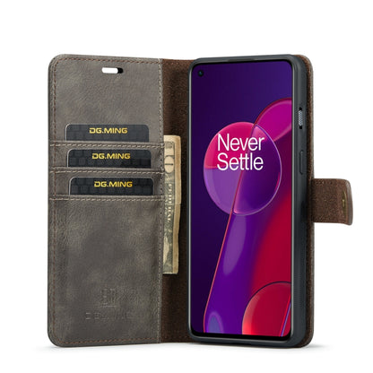 For OnePlus 9RT 5G DG.MING Crazy Horse Texture Detachable Magnetic Leather Phone Case(Grey) - OnePlus Cases by DG.MING | Online Shopping UK | buy2fix