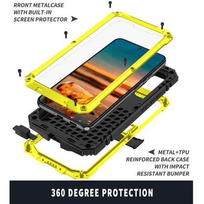 For Samsung Galaxy S22 5G R-JUST Metal + Silicone Holder Phone Case(Yellow) - Galaxy S22 5G Cases by R-JUST | Online Shopping UK | buy2fix