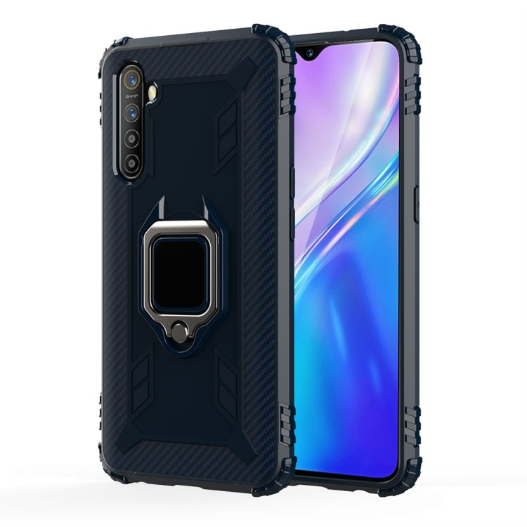 For OPPO Realme XT Carbon Fiber Protective Case with 360 Degree Rotating Ring Holder(Blue) - Realme Cases by buy2fix | Online Shopping UK | buy2fix
