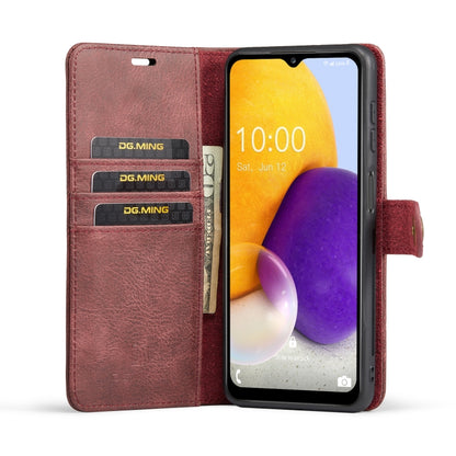 For Samsung Galaxy A13 4G DG.MING Crazy Horse Texture Detachable Magnetic Leather Phone Case(Red) - Galaxy Phone Cases by DG.MING | Online Shopping UK | buy2fix