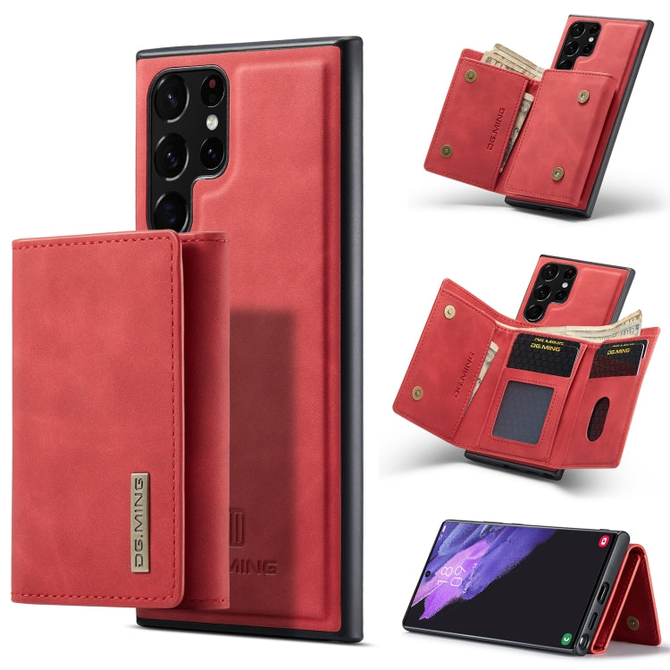 For Samsung Galaxy S22 Ultra 5G DG.MING M1 Series 3-Fold Multi Card Wallet Phone Case(Red) - Galaxy S22 Ultra 5G Cases by DG.MING | Online Shopping UK | buy2fix