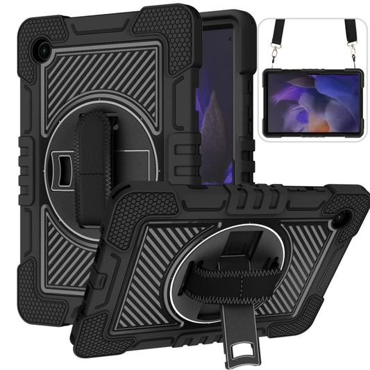 For Samsung Galaxy Tab A8 10.5 2021 360 Degree Rotation Contrast Color Silicone + PC Tablet Case(Black) - Other Galaxy Tab PC by buy2fix | Online Shopping UK | buy2fix