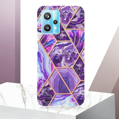 For OPPO Realme 9 Pro+ 5G Electroplating IMD Splicing Marble TPU Phone Case(Dark Purple) - Realme Cases by buy2fix | Online Shopping UK | buy2fix