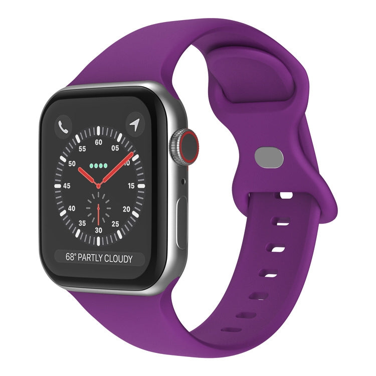 Butterfly Buckle Silicone Watch Band, Size: L For Apple Watch Ultra 49mm&Watch Ultra 2 49mm / Series 9&8&7 45mm / SE 3&SE 2&6&SE&5&4 44mm / 3&2&1 42mm(Dark Purple) - Watch Bands by buy2fix | Online Shopping UK | buy2fix