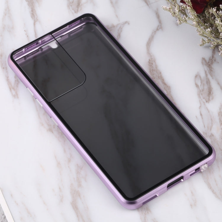 For Samsung Galaxy S21 Ultra 5G Anti-peeping Magnetic Double-sided Tempered Glass Phone Case(Purple) - Galaxy S21 Ultra 5G Cases by buy2fix | Online Shopping UK | buy2fix