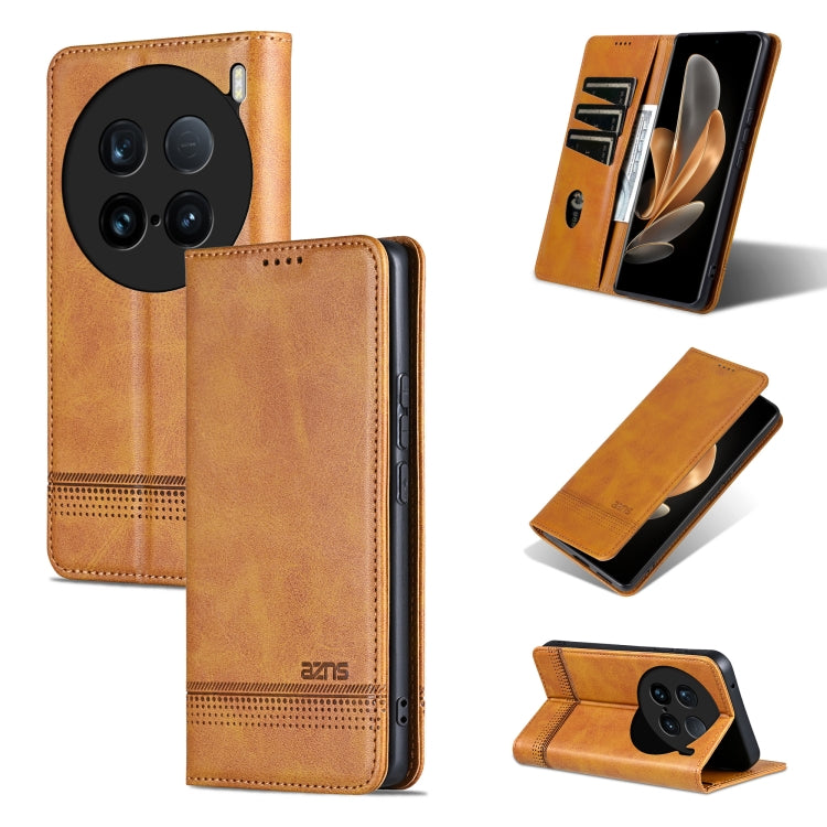 For vivo X100 Ultra AZNS Magnetic Calf Texture Leather Phone Case(Light Brown) - vivo Cases by AZNS | Online Shopping UK | buy2fix