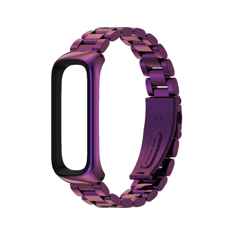 For Samsung Galaxy Fit 2 MIJOBS Three-bead Metal Stainless Steel Watch Band(Purple) - Watch Bands by MIJOBS | Online Shopping UK | buy2fix