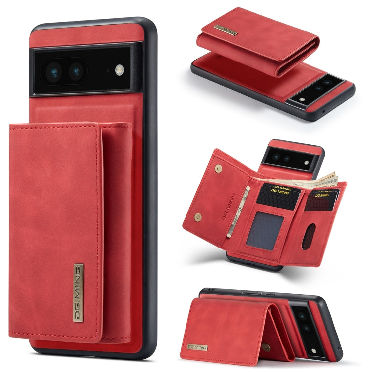 For Google Pixel 6A DG.MING M1 Series 3-Fold Multi Card Wallet + Magnetic Phone Case(Red) - Google Cases by DG.MING | Online Shopping UK | buy2fix