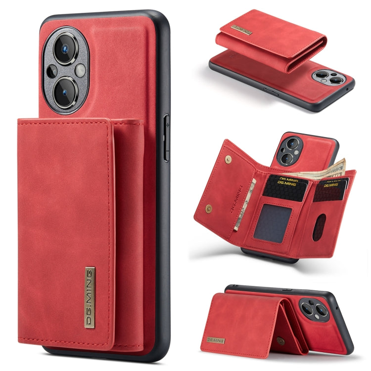 For OnePlus Nord N20 5G DG.MING M1 Series 3-Fold Multi Card Wallet + Magnetic Phone Case(Red) - OnePlus Cases by DG.MING | Online Shopping UK | buy2fix