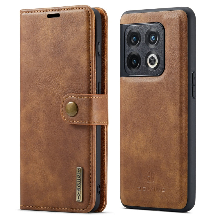 For OnePlus 10 Pro DG.MING Crazy Horse Texture Detachable Magnetic Leather Phone Case(Brown) - OnePlus Cases by DG.MING | Online Shopping UK | buy2fix