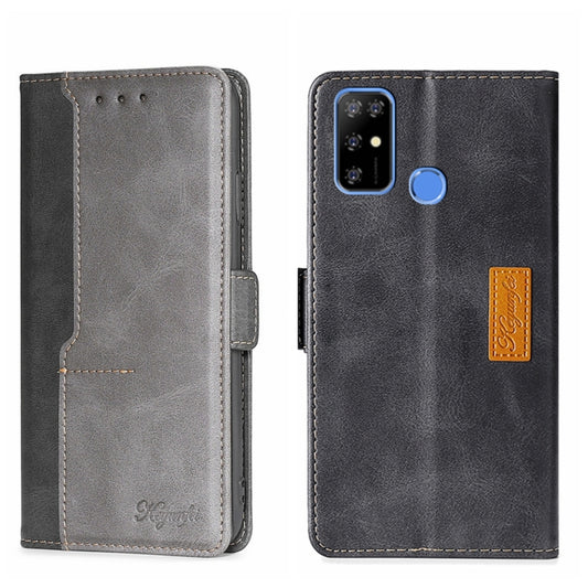 For Doogee X96 Pro Contrast Color Side Buckle Leather Phone Case(Black + Grey) - Doogee Cases by buy2fix | Online Shopping UK | buy2fix