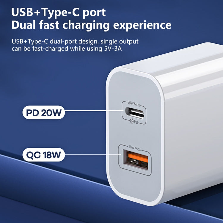 REMAX RP-U68 Speedy Series 20W USB+USB-C/Type-C Interface Fast Charger, Specification:US Plug(White) - USB Charger by REMAX | Online Shopping UK | buy2fix